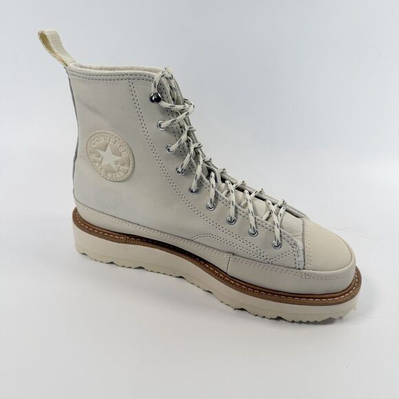 Converse Shoes - Converse Chuck Taylor Crafted Hi Top Boot Egret Natural Ivory Leather Womens 8.5